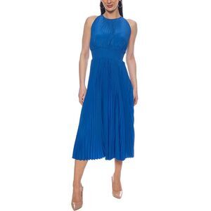 Oleg Cassini Womens  Smocked Midi Dress